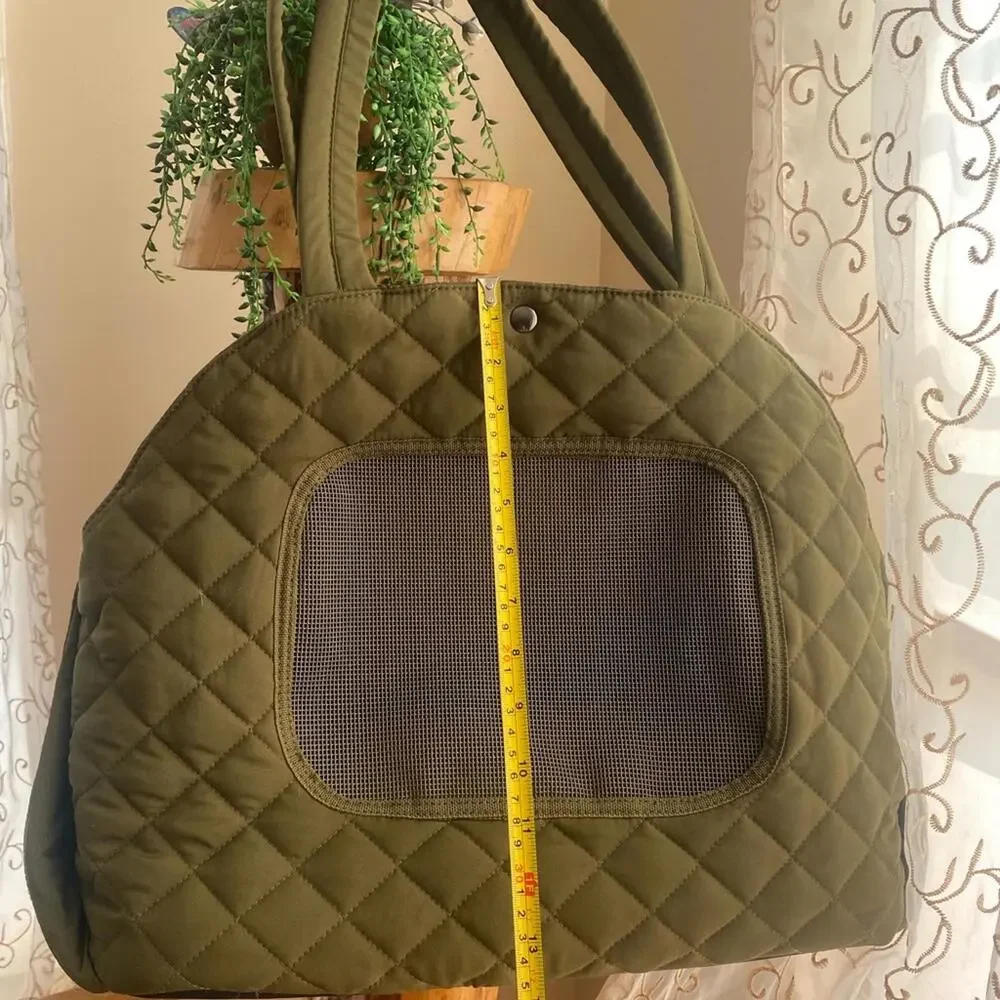 Quilted Pet Carrier - Olive Green